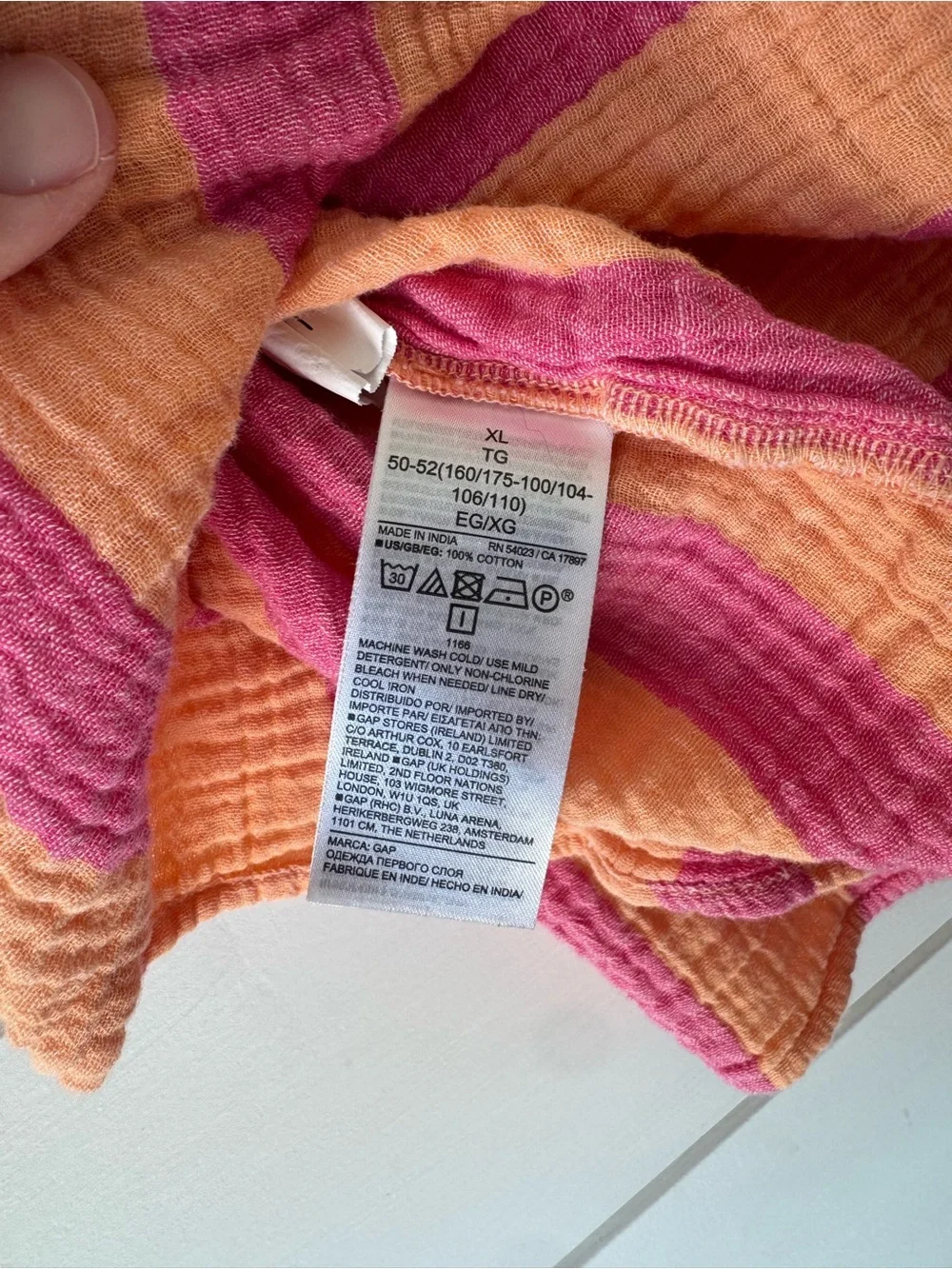 GAP Striped Short-Sleeve Button Front Top - Pink & Orange 100% cotton! - Picture 3 of 4